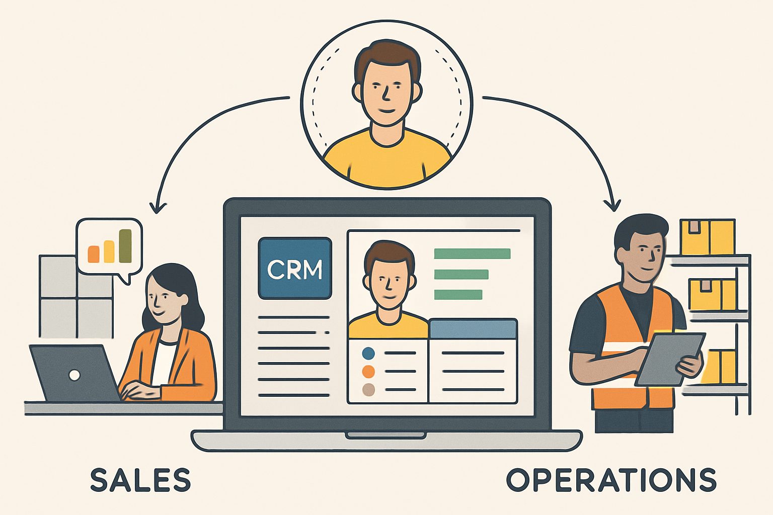 Una imagen que represente la visin nica del cliente cuando utilizas un CRM tanto en el equipo comercial como en el de operaciones-2