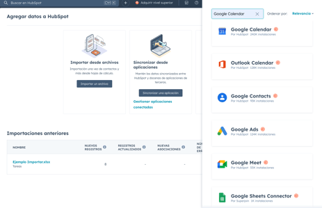 IMG: Busqueda de Google Calendar