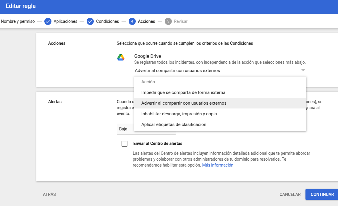 Guía de Configuración de Reglas de DLP en Google Drive