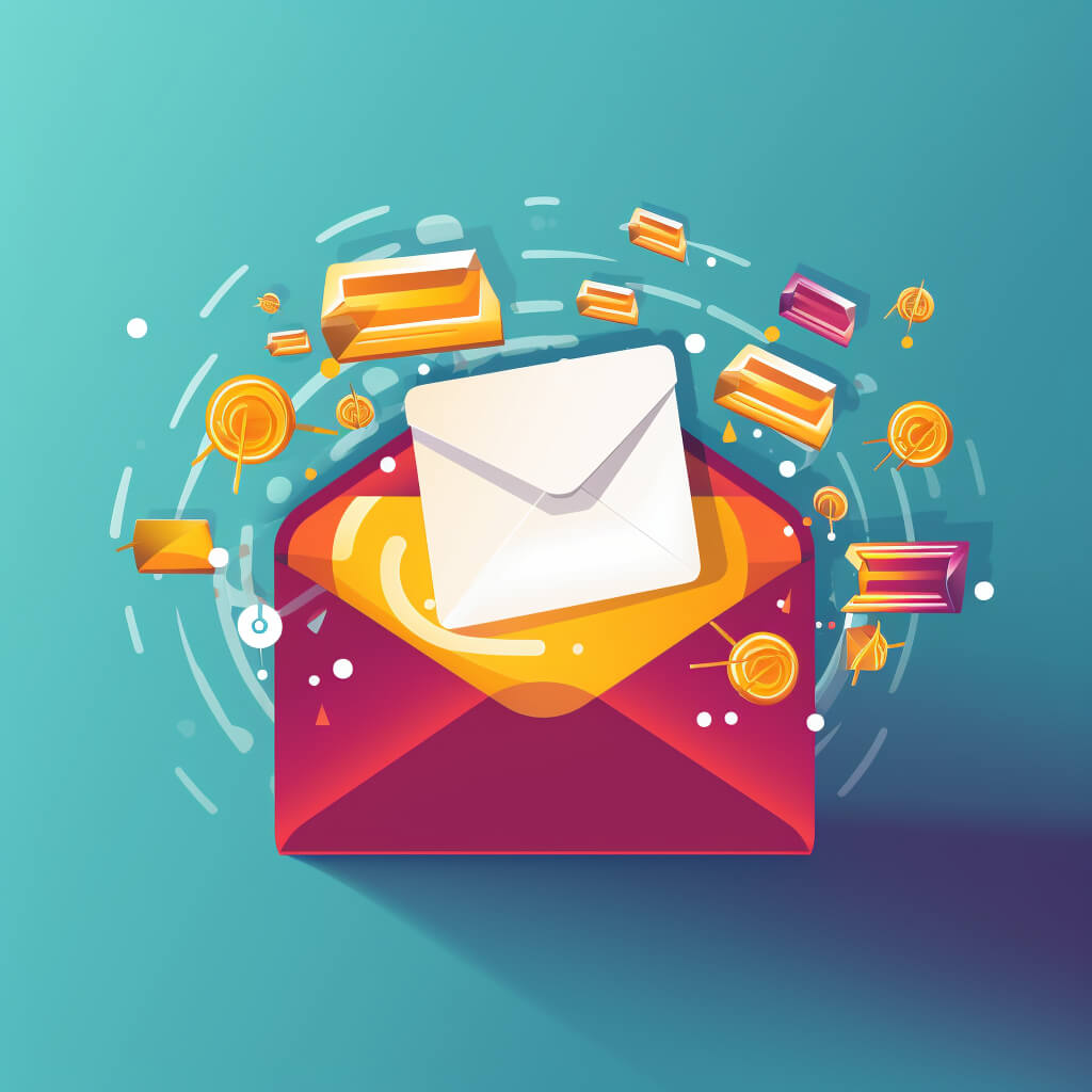 Sobre de email abierto con contenido interesante y gráficos en su interior, representando un marketing por correo electrónico efectivo