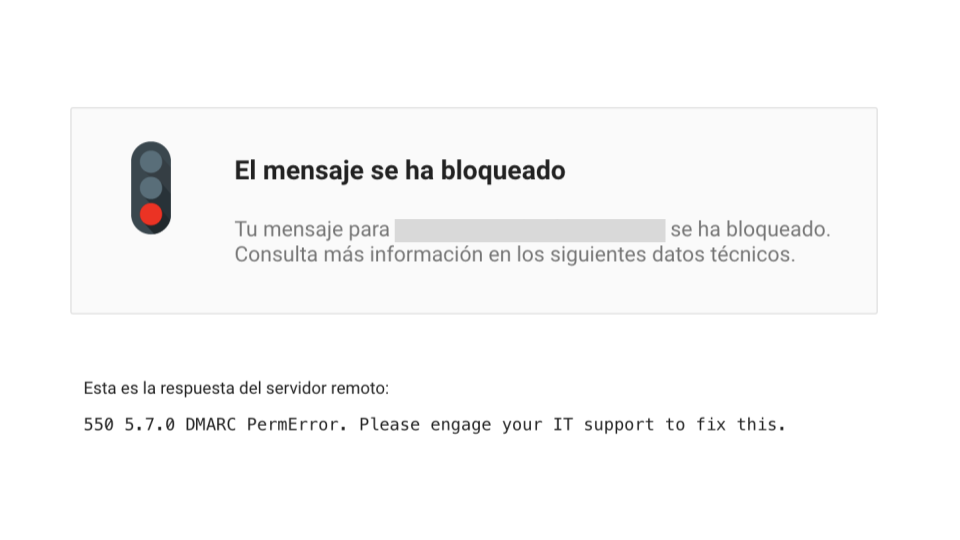 Error mensaje bloqueado por dmarc