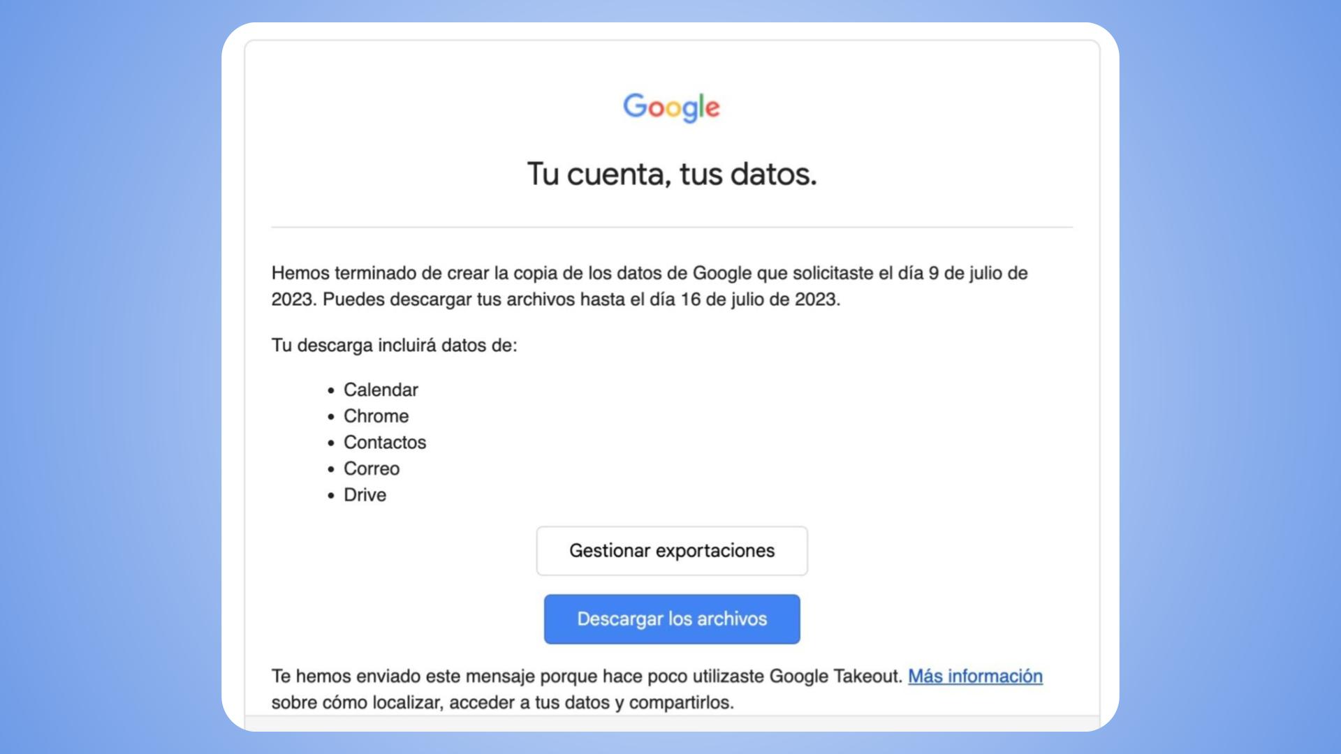 hacer copias regularmente con google takeout permite recuperar archivos eliminados