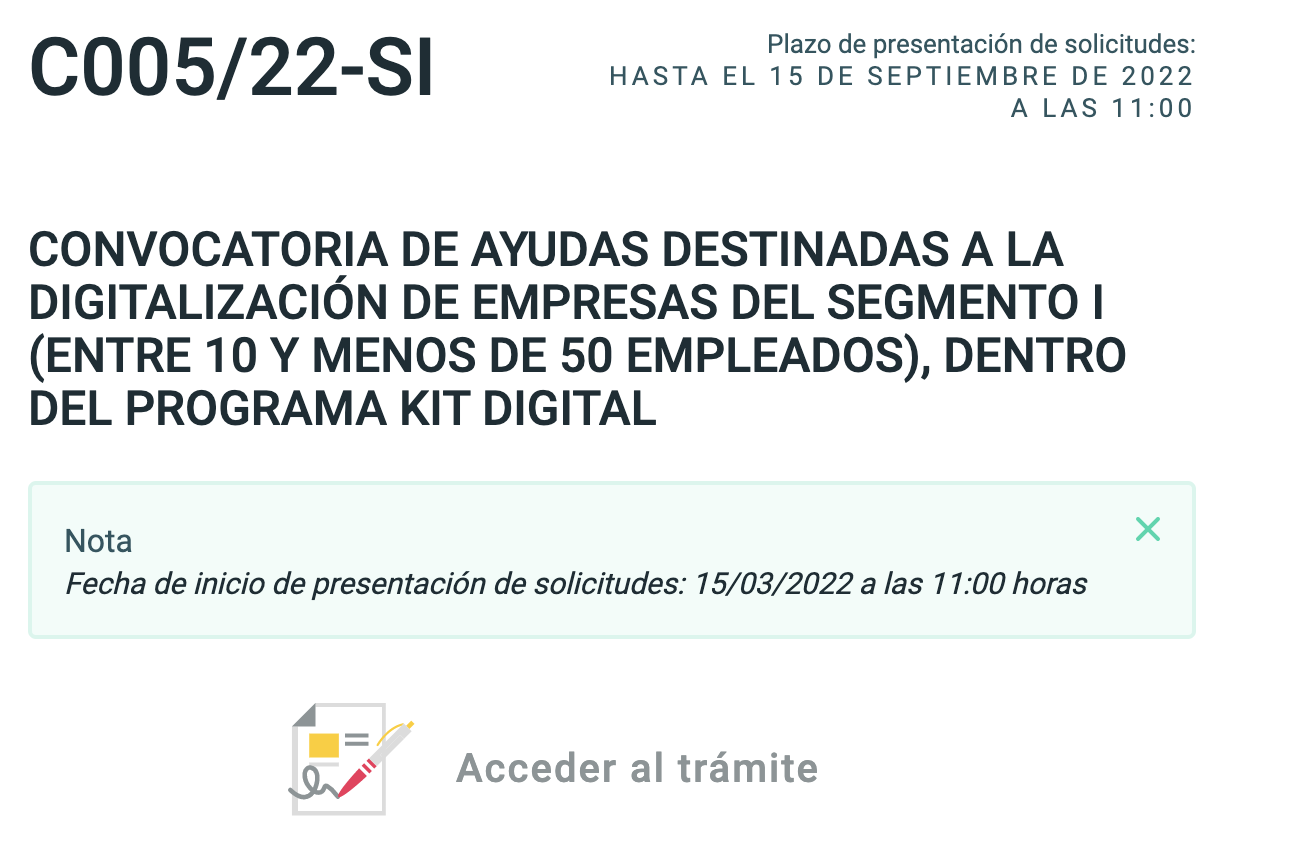 solicitar el kit digital